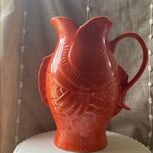 Home Essentials Vintage Orange Fish-Shaped Ceramic Pitcher